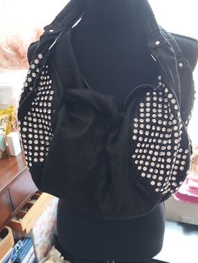 Black Studded Hobo Shoulder Bag - Chic Everyday Carry